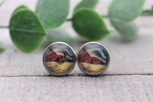 Barn | Glass Stud Earrings | Hypoallergenic