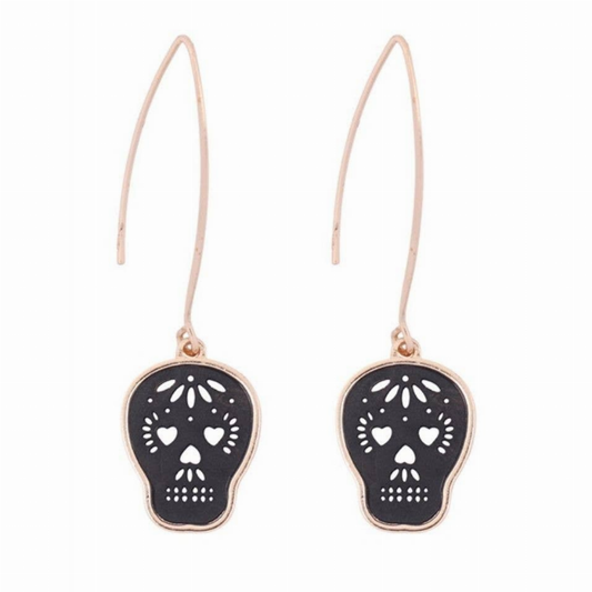 TWO TONE SUGAR SKULL EARRINGS