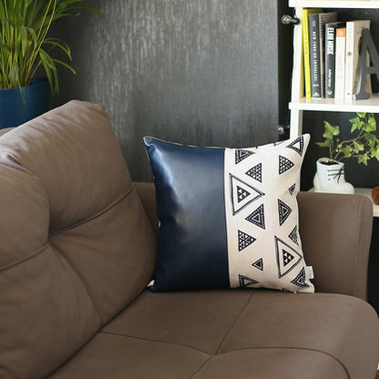 Bohemian Vegan Faux Leather Throw Pillow Covers - Half Ornamented