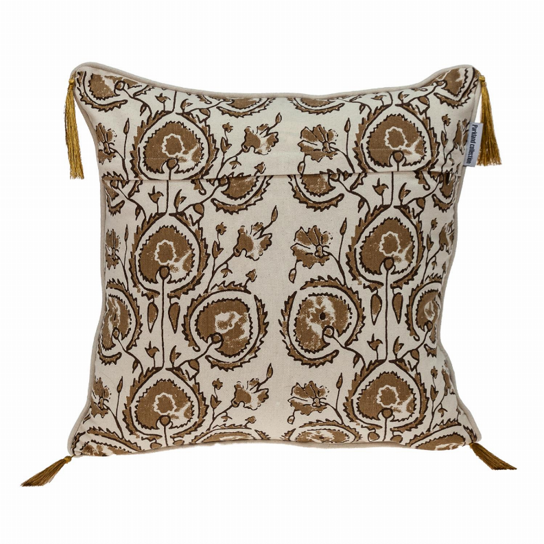 Parkland Collection Marjoram Transitional Beige & Gold Throw Pillow