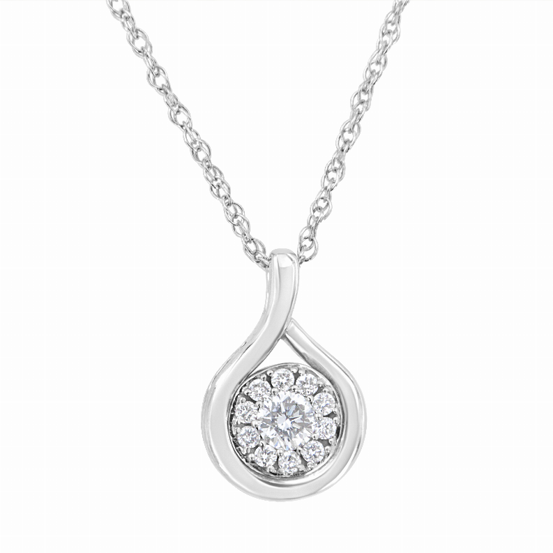 .925 Sterling Silver 1/4carat Total Diamond Weight Lab-Grown Diamond Drop Pendant Necklace