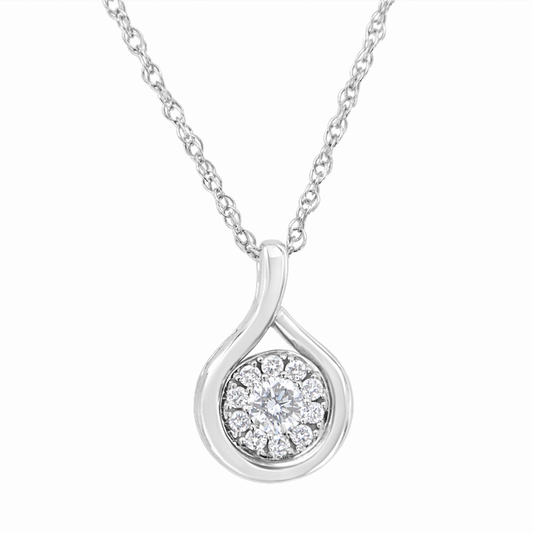 .925 Sterling Silver 1/4carat Total Diamond Weight Lab-Grown Diamond Drop Pendant Necklace