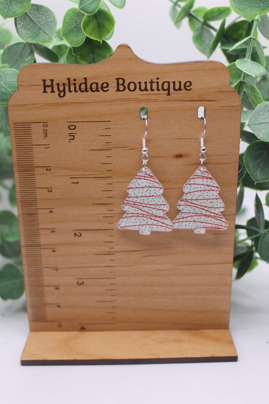 Christmas Tree Snack Cake || Acrylic Dangle Earrings || Hypoallergenic