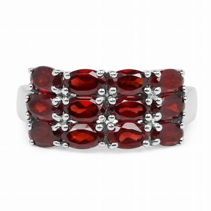 3.84 Carat Genuine  Garnet .925 Sterling Silver Ring