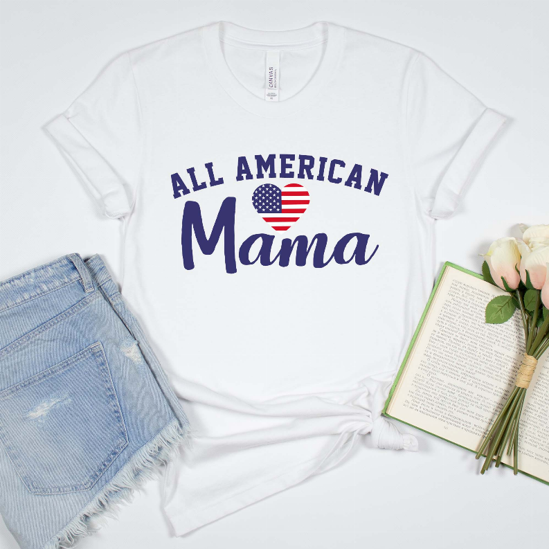 All American Mama Heart Shirt