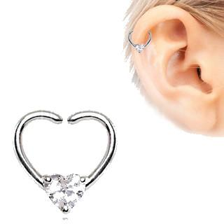 316L Stainless Steel Jeweled Heart Shaped Seamless Ring