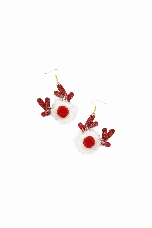 Red & White Reindeer Holiday Earring