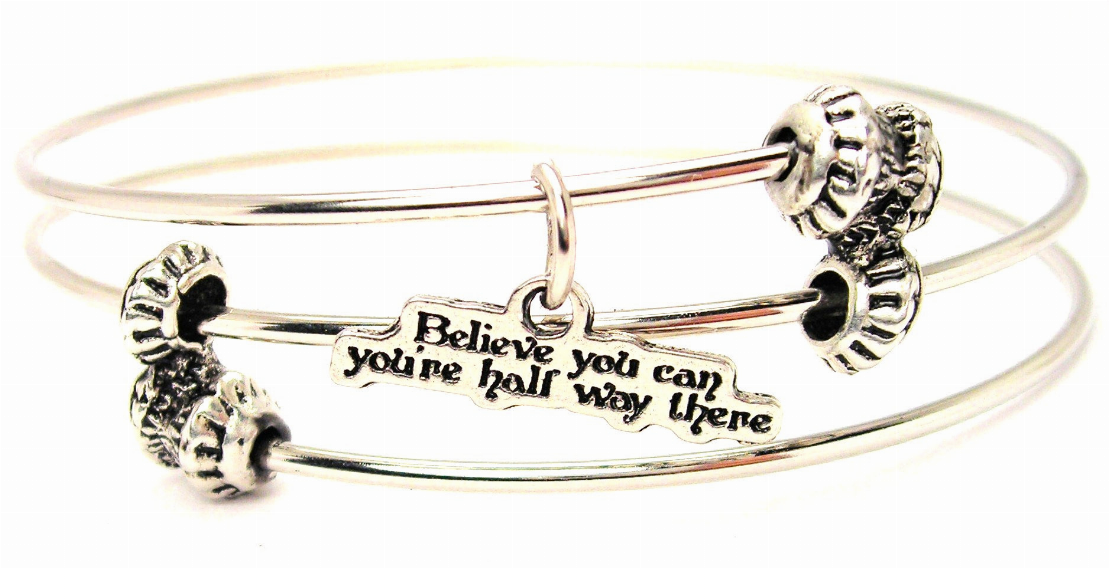 Believe You Can You're Halfway There Triple Style Bangle Bracelet