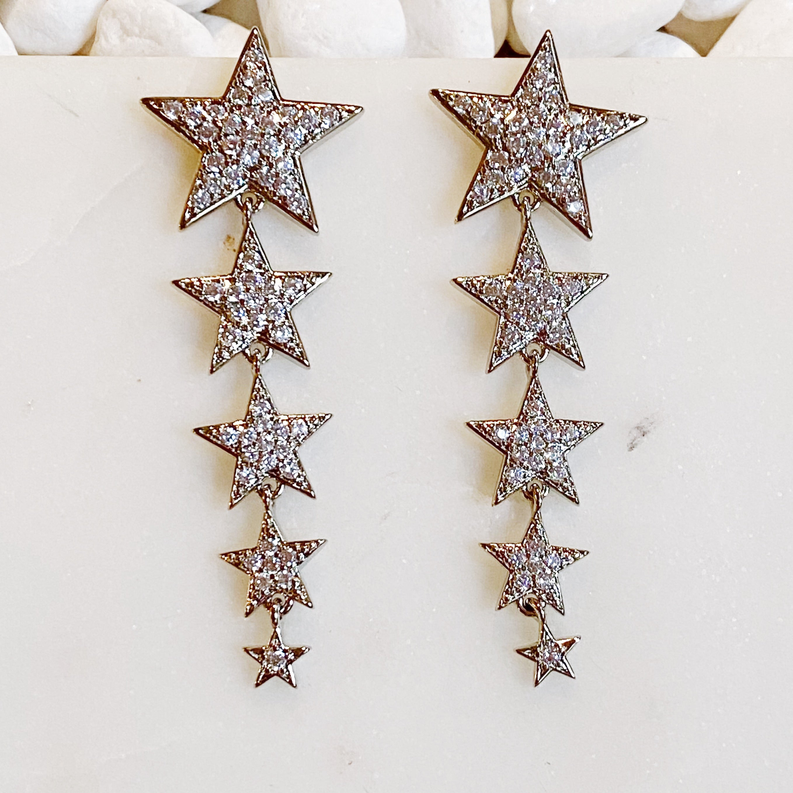 Five Stars Dangle Down Earrings