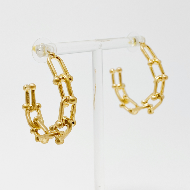 Chained Link Hoop Earrings