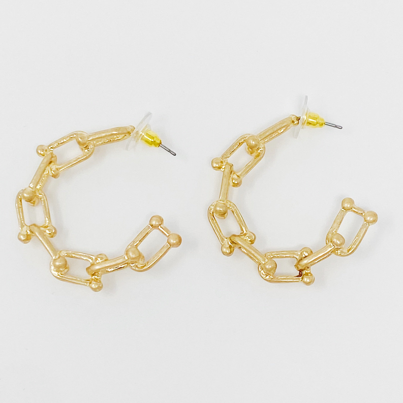 Chained Link Hoop Earrings