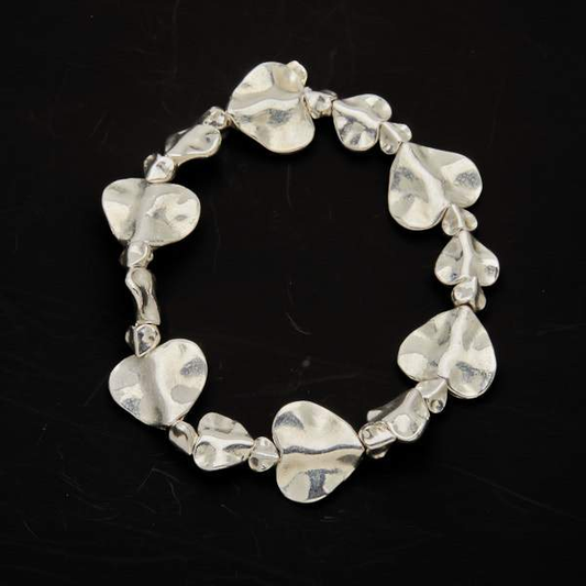 Beaten Heart Bracelet in Silver Plate