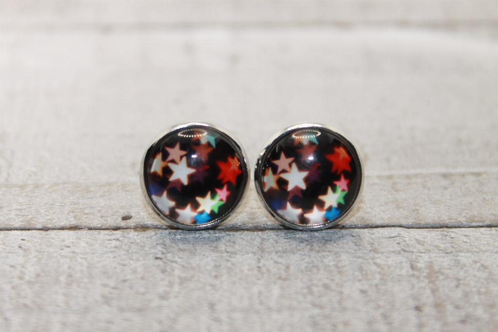 Colorful Stars  Glass Stud Earrings