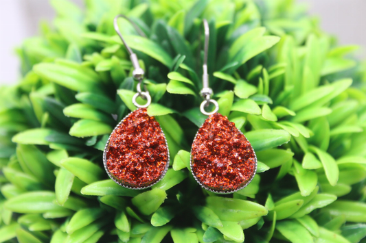 Sparkle Rust Druzy French Hook Earrings