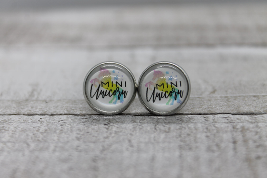 Mini Unicorn  Glass Stud Earrings