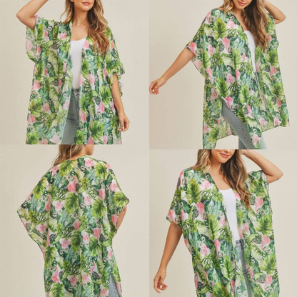 TROPICAL FLAMINGO KIMONO