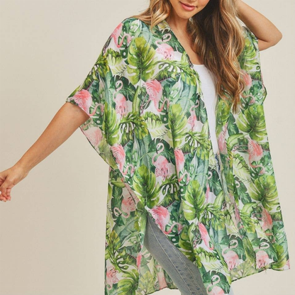 TROPICAL FLAMINGO KIMONO