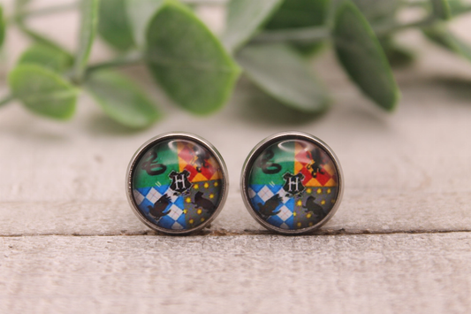 HP Coat of Arms Glass Stud Earrings