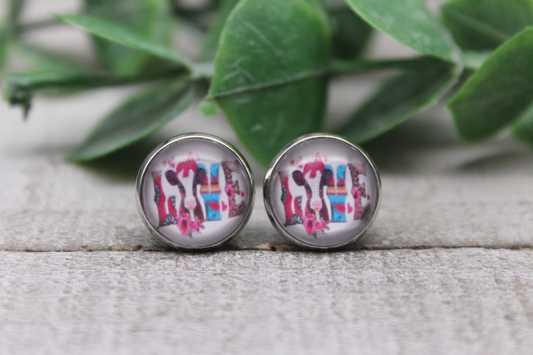 Cow LOVE  Glass Stud Earrings