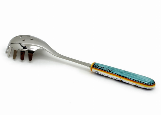 Ceramic Handle Spaghetti Tong with 18/10 stainless steel cutlery.