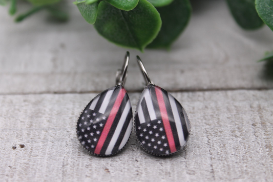 Line Flag Glass French Lever Earrings