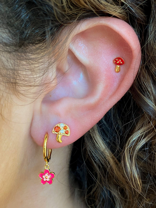 Pink Groovy Flower 925 Earrings