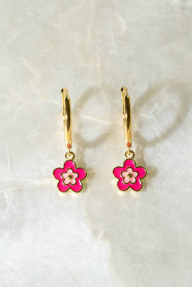 Pink Groovy Flower 925 Earrings