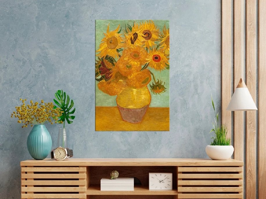 Twelve Sunflowers, Vincent Van Gogh Art Reproduction. Giclee Canvas Prints Wall Art