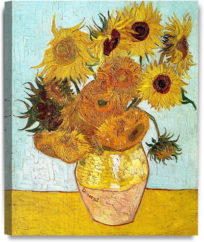 Twelve Sunflowers, Vincent Van Gogh Art Reproduction. Giclee Canvas Prints Wall Art