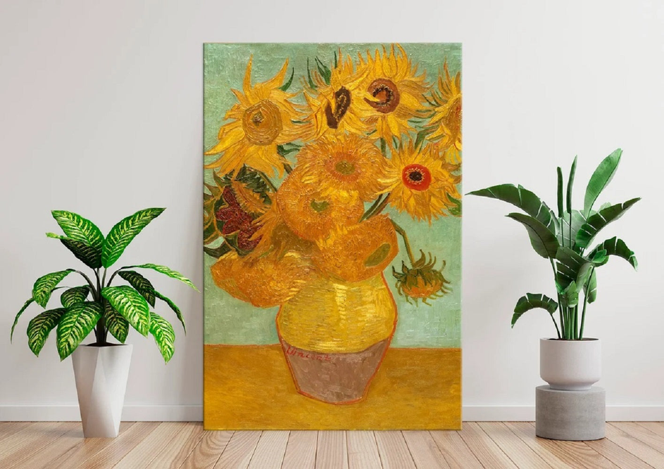 Twelve Sunflowers, Vincent Van Gogh Art Reproduction. Giclee Canvas Prints Wall Art