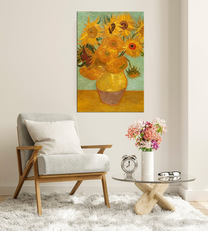 Twelve Sunflowers, Vincent Van Gogh Art Reproduction. Giclee Canvas Prints Wall Art