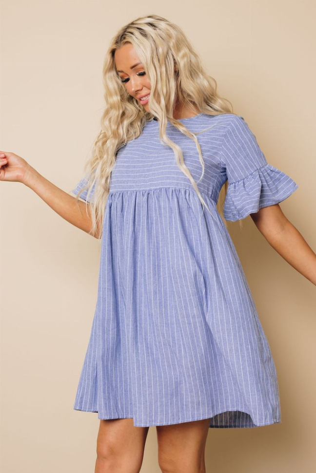 Tiana Striped Babydoll Midi Dress