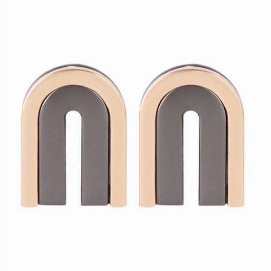 Two Tone U Upside Down Post Earrings