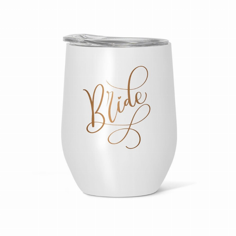 Stainless Steel White Bride Wine & Coffee Tumbler 16 oz.