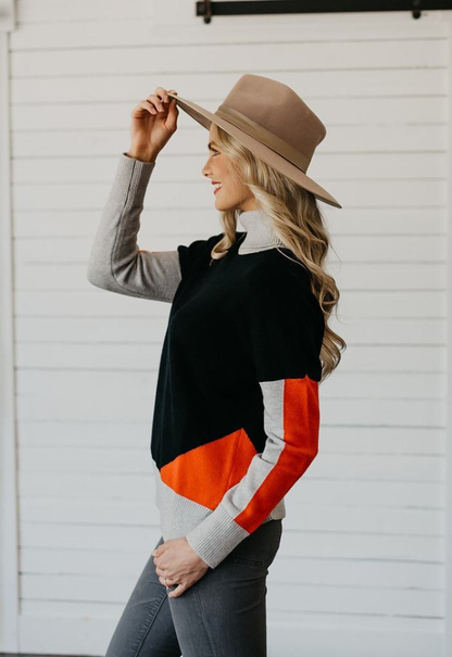 Beverly Color-Block Turtleneck Sweater