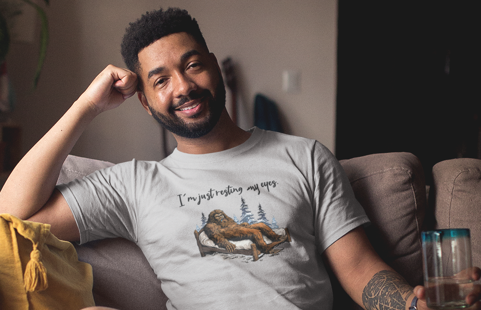 Resting my eyes - sleeping Bigfoot t-shirt