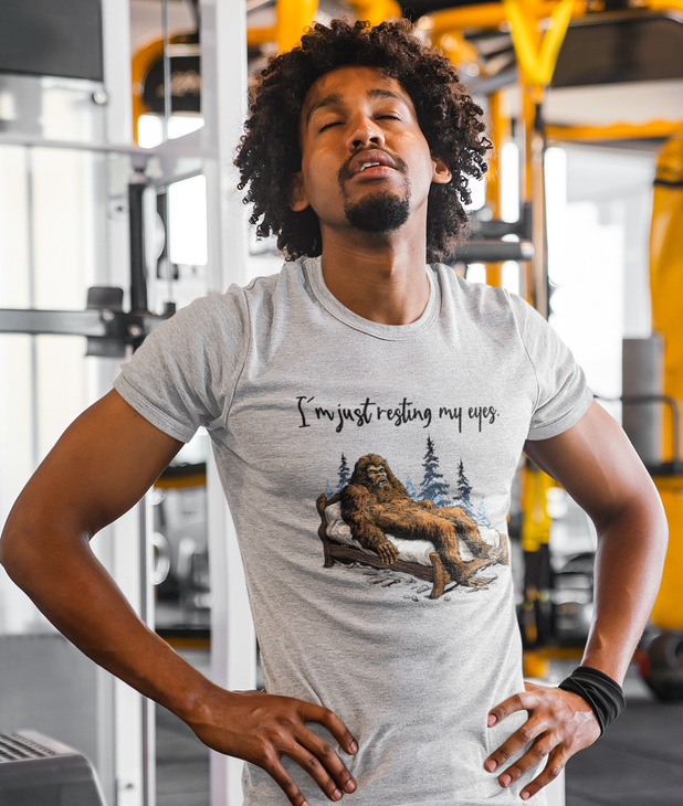 Resting my eyes - sleeping Bigfoot t-shirt