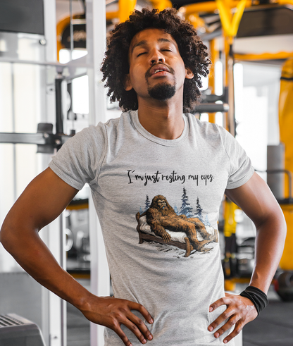 Resting my eyes - sleeping Bigfoot t-shirt