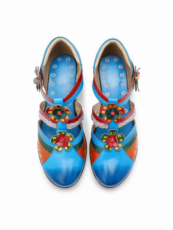 SOFFIA | Applique Floral Craft Cut-Out Leather Sandal