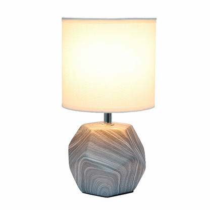 Simple Designs Round Prism Mini Table Lamp with White Fabric Shade