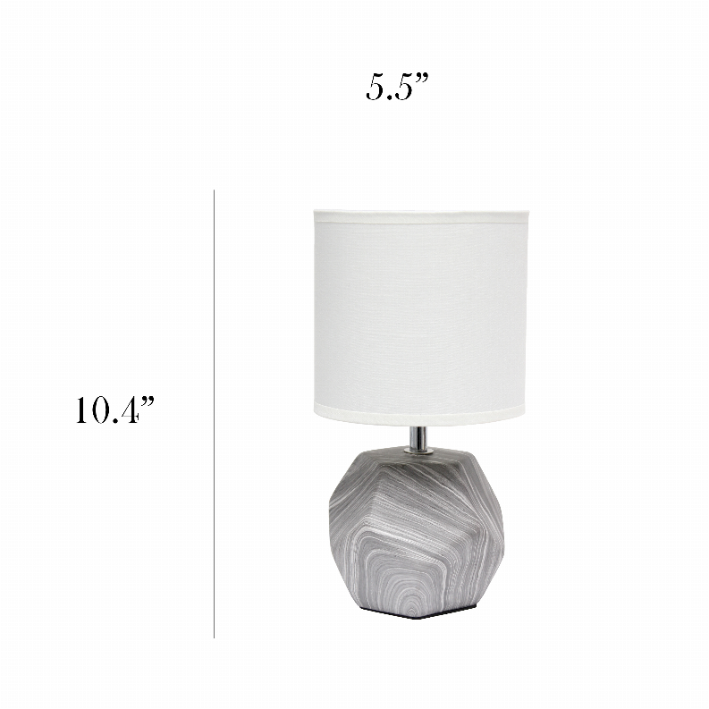 Simple Designs Round Prism Mini Table Lamp with White Fabric Shade