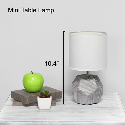 Simple Designs Round Prism Mini Table Lamp with White Fabric Shade