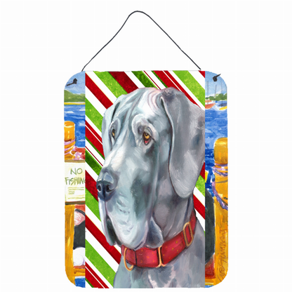 Candy Cane Holiday Christmas Design with Dog Wall or Door Hanging Prints