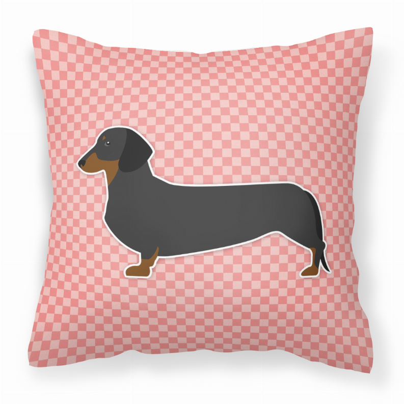 Checkerboard Print With Dog Fabric Decorative Pillow