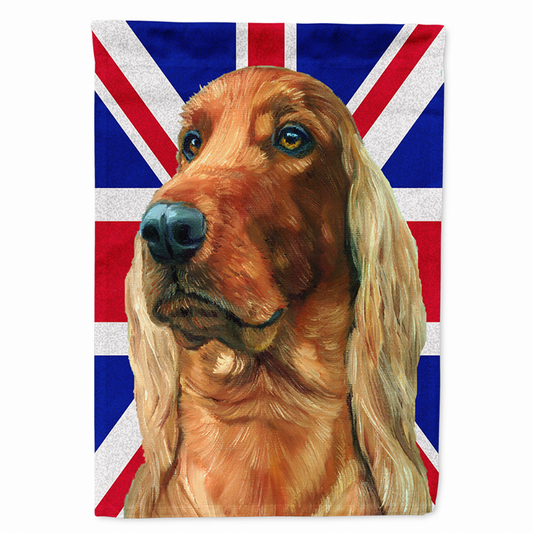 Dog with English Union Jack British Flag Garden Size Flag