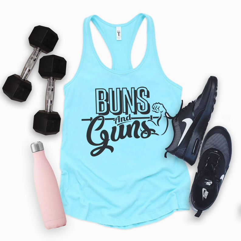 Buns & Guns Funny Gym Shirt | Fitness Tank Top