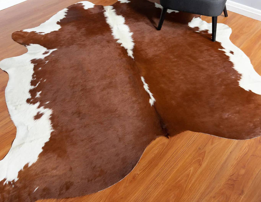 6x7 Feet Brown & White Belly Hereford Cowhide Area Rug