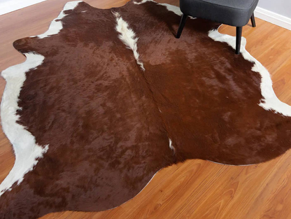 6x7 Feet Brown & White Belly Hereford Cowhide Area Rug