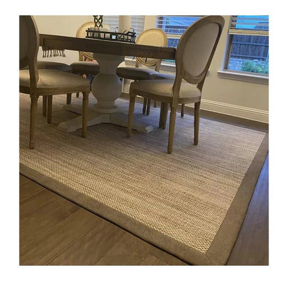 7x10 Feet Tan Woven Natural Jute Border Solid Area Rug