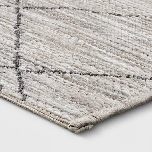 5x7 Feet Silver Cream Geometric Diamond Outdoor Area Rug